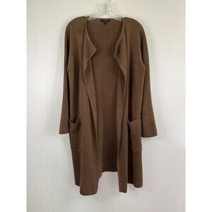 J. Crew Juliette Colarless Sweater Blazer‎ Small Brown Linen Blend Minimalist
